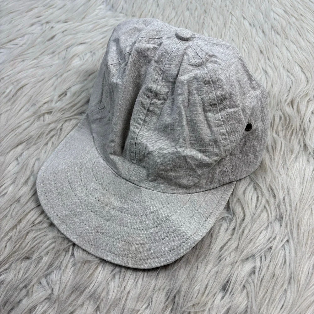 Vintage J.Crew Oarsman Men's L Beige Linen Unstructured Baseball Hat Union Made